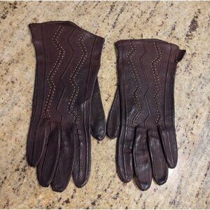 Vintage Womens Size S/M Brown Leather Gloves Embroidered Southwestern Feel